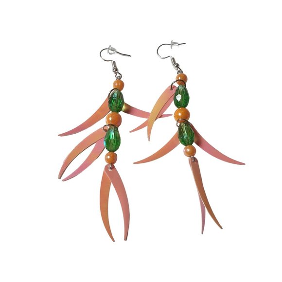 Handmade By Donovan Earrings Boho Bead Dangle Artisan Upcycled Twice Loved - Picture 3 of 6